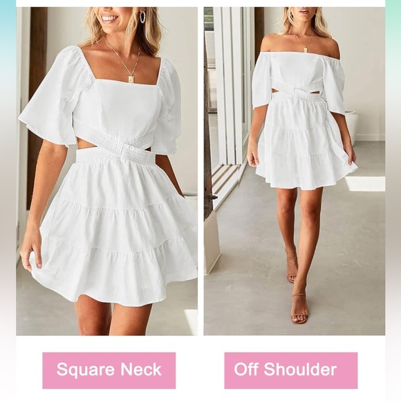 Women's Square Neck Summer Dress - Picture 3 of 6